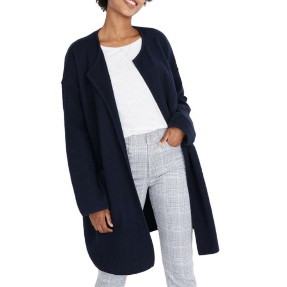 Madewell Minetta Dark Navy Blue Sweater Coat NWT